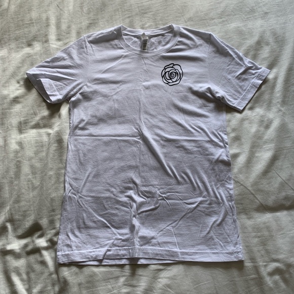 White tee shirt with rose illustration. Graphic t-shirt. - Picture 2 of 2